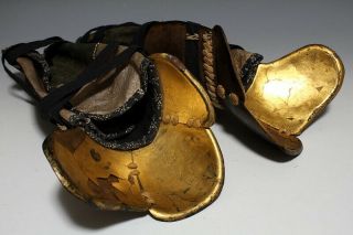 Japan Antique Edo yoroi gold Sune iron leg parts kabuto tsuba Armor katana Busho 6