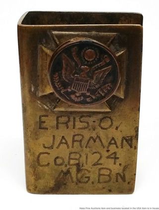 Jarman Family WWI Trench Art Match Holder Ring Dog Tags Company B124 2
