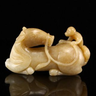 Chinese Hetian Jade Horse & Monkey Statue