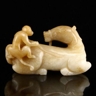 Chinese Hetian Jade Horse & Monkey Statue 4