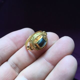 Rare Ancient Solid Gold Roman Ring C 1st /3rd Cent Ad.  5.  3 Grms With Agate Stone