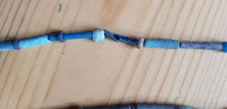 Ancient Egyptian Faience Bead Necklace,  5 carved agate beads 4