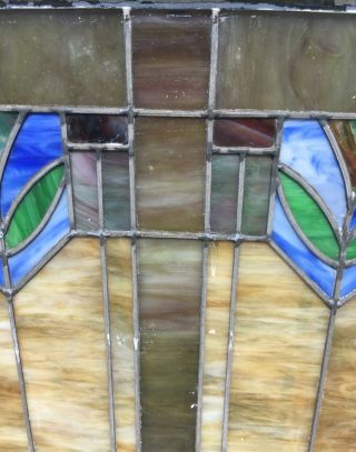 Antique Arts & Crafts Era Prairie School Stained Glass Window 10