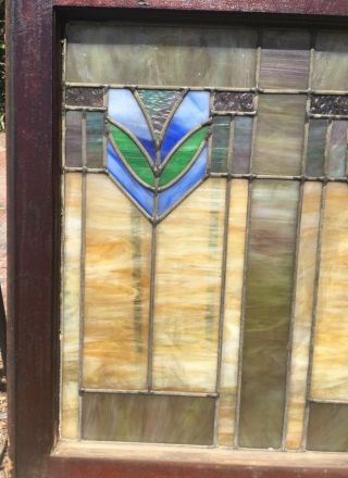 Antique Arts & Crafts Era Prairie School Stained Glass Window 2