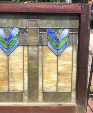 Antique Arts & Crafts Era Prairie School Stained Glass Window 3