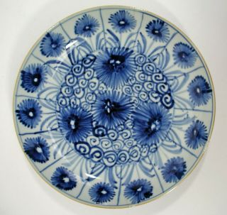 3 CHINESE BLUE & WHITE EXPORT PORCELAIN PLATES ASTER PATTERN KANGXI PERIOD c1700 6