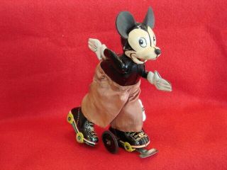 1940s Tin W/u Disney Mickey Mouse Skater - Linemar,  Japan - Xlnt -