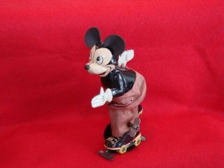 1940s Tin W/U Disney Mickey Mouse Skater - Linemar,  Japan - XLNT - 2