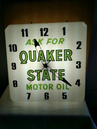 Quaker State Dual Light Clock Made In The Usa Great.