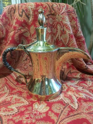 Antique Middle Eastern Brass & Copper Dallah Coffee Pot Bedhouin