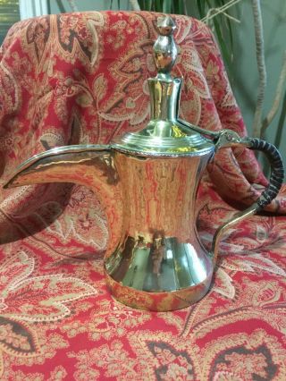 ANTIQUE MIDDLE EASTERN BRASS & COPPER DALLAH COFFEE POT BEDHOUIN 9