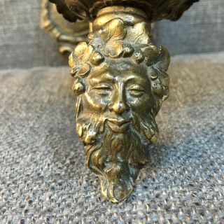 Antique Vtg Brass Arm Sconce Ornate Victorian? Empire? Bronze? God Face Man Lamp