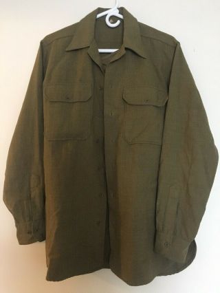 Wwii 1940s Us Army Wool Uniform Shirt Sz 15 1/2x35 Ww2