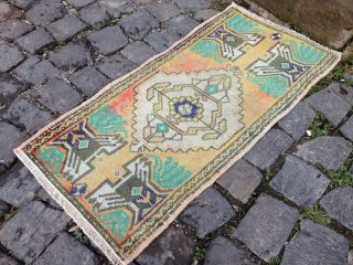 Turkish Vintage Rug Small Carpet Door Mat Handmade Boho Decor Kilim 1 
