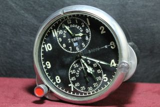 Soviet Aircraft Clock Achs - 1 Military Ussr Mig Su Russia Cockpit Chronograph