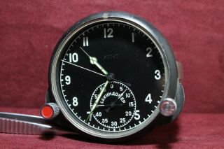 Soviet Aircraft Clock 60chp Military Ussr Mig Su Russia Cockpit Chronograph