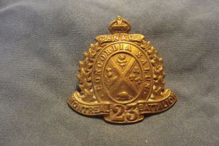 `ww I Cef Brass Cap Badge To The 23rd Infantry Battalion Montreal Battalion