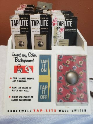 Vintage Honeywell store display Tap - Lite Wall Push Button light switch & covers 2