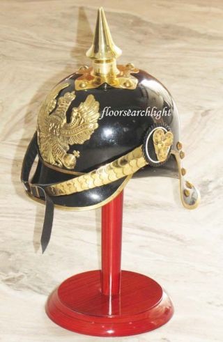 Wwi German Prussian Pickelhaube Helmet Brass Accents Imperial Officer Spike