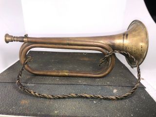 Vintage Military Bugle.  US Regulation Brass Bugle.  with Mouthpiece.  Calvary Army 12