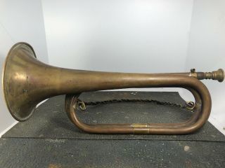 Vintage Military Bugle.  US Regulation Brass Bugle.  with Mouthpiece.  Calvary Army 2