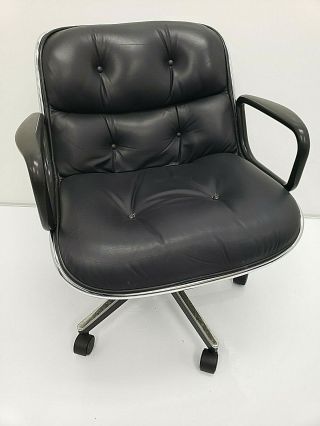 Vintage Knoll Pollock Executive Chair Black Leather Authentic Eames