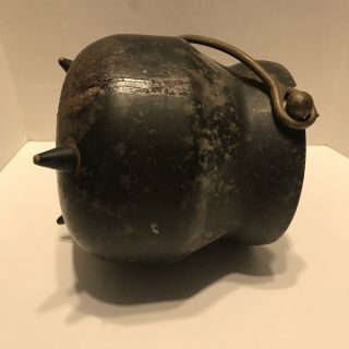 Vintage Black Cast Iron Fire Starter Kettle Smudge Pot with Brass Lid 2