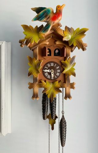 Rare Large Vintage W.  Germany Black Forest Cuckoo Clock