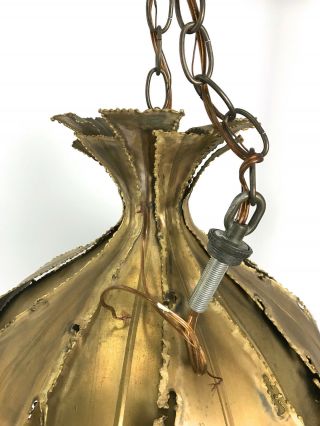 Vintage Holm Sorensen Brass Brutalist Pendant Lamp Chandelier Mid Century Modern 10