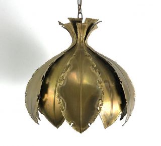 Vintage Holm Sorensen Brass Brutalist Pendant Lamp Chandelier Mid Century Modern