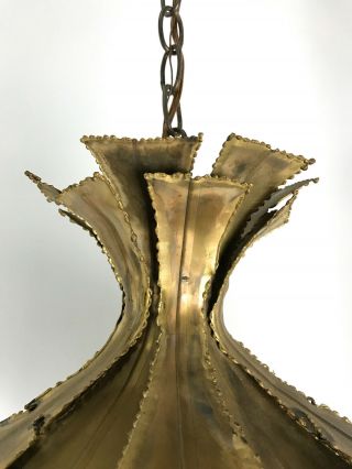 Vintage Holm Sorensen Brass Brutalist Pendant Lamp Chandelier Mid Century Modern 3