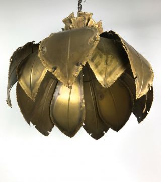 Vintage Holm Sorensen Brass Brutalist Pendant Lamp Chandelier Mid Century Modern 6