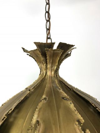 Vintage Holm Sorensen Brass Brutalist Pendant Lamp Chandelier Mid Century Modern 8