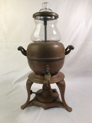 Antique Rochester Copper Glass Clear View Percolator Coffee Maker Oil Can Burner