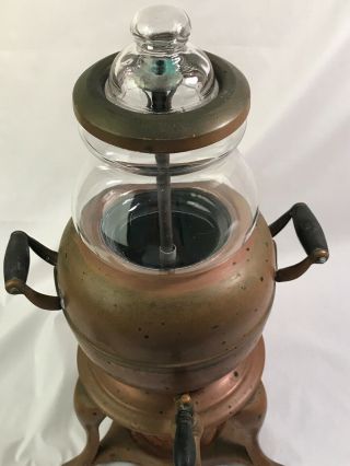 Antique Rochester Copper Glass Clear View Percolator Coffee Maker Oil Can Burner 5