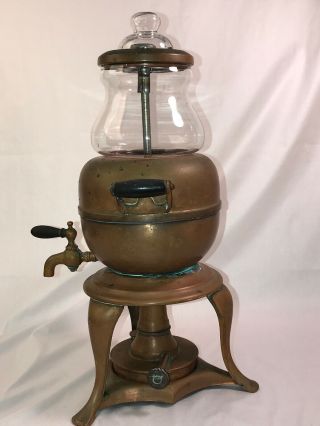 Antique Rochester Copper Glass Clear View Percolator Coffee Maker Oil Can Burner 9