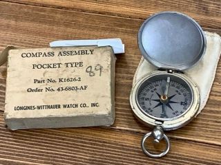 1941 Longines - Wittnauer Wwii Us Aaf Air Forces Pocket Compass K1626 - 2