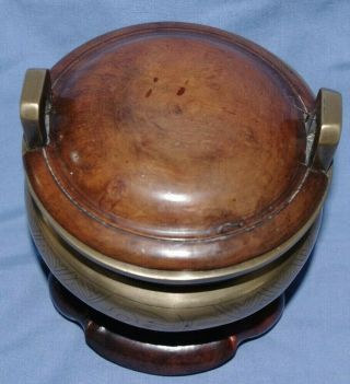 Very Fine Antique Chinese Bronze Censer With Handles & Signed with Stand & Cover 4