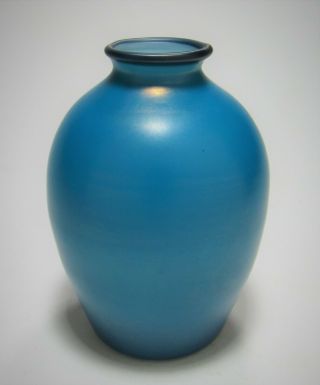 LCT Tiffany Studios Favrile Glass Mazarine or Persian Blue Vase ca.  1910 Rare 2