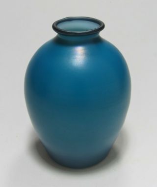 LCT Tiffany Studios Favrile Glass Mazarine or Persian Blue Vase ca.  1910 Rare 5