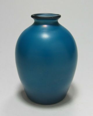 LCT Tiffany Studios Favrile Glass Mazarine or Persian Blue Vase ca.  1910 Rare 6