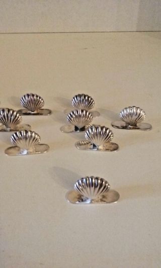 Vintage Sterling Silver Place Card Holders In The Shape Of A Clam
