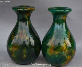 China Natural Taiwan 7 Colored Jade Hand Carved Flower Pot Vase Jardiniere Pair