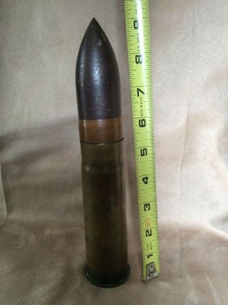 Vintage Ww1 Navy Shell Casing Projectile Marked Wny Jhg Adb 1pdr - H.  3 - 16