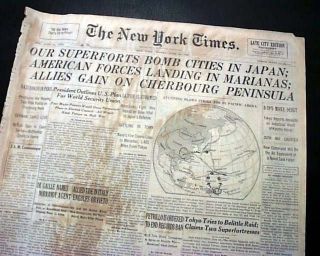 Battle Of Saipan Mariana Islands U.  S.  Marines Begins 1944 World War Ii Newspaper