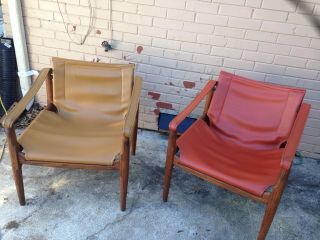 Very Rare Brown And Saltman Vintage Orange & Beige Funky Chairs