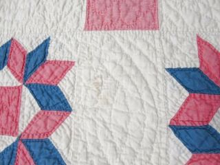 Fine Quilting c 1920s Hands Around VINTAGE Quilt Cottage Pink Blue 6