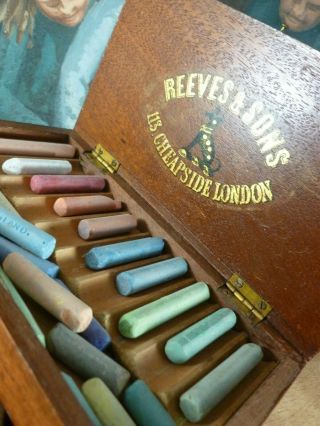 VERY RARE antique Victorian REEVES & SONS Artists pastel colour box c1830 - 1890 12