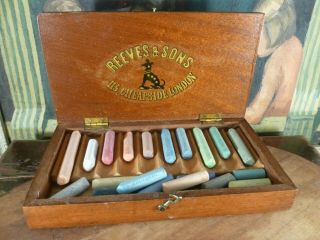 VERY RARE antique Victorian REEVES & SONS Artists pastel colour box c1830 - 1890 2