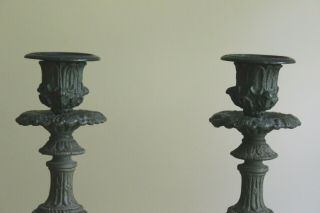 Rare White Metal Faces Gothic French Figural Candle Holders Candlesticks 4